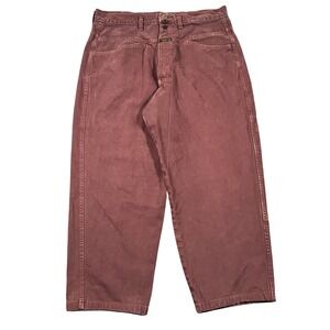 Marithe Francois Girbaud Jeans Size 34 Red Plum Baggy Tapered 90s Skater Cropped